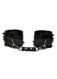 Черные наручники из эко-кожи - БДСМ Арсенал - купить с доставкой в Абакане