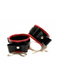 Черно-красные наручники с бантиками из эко-кожи - БДСМ Арсенал - купить с доставкой в Абакане