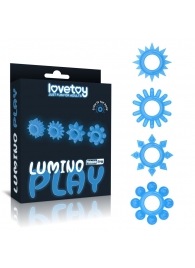 Набор из 4 голубых, светящихся в темноте эрекционных колец Lumino Play - Lovetoy - в Абакане купить с доставкой