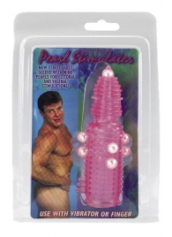 Розовая эластичная насадка на пенис с жемчужинами, точками и шипами Pearl Stimulator - 11,5 см. - Tonga - в Абакане купить с доставкой