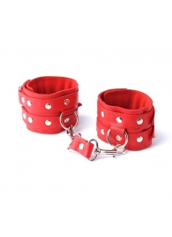 Красные кожаные наручники с велюровой подкладкой - Sitabella - купить с доставкой в Абакане