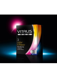 Цветные ароматизированные презервативы VITALIS PREMIUM color   flavor - 3 шт. - Vitalis - купить с доставкой в Абакане