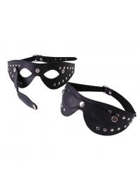Чёрная кожаная маска с велюровой подкладкой - Sitabella - купить с доставкой в Абакане