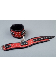 Фигурные красно-чёрные наручники с клёпками - Подиум - купить с доставкой в Абакане