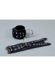 Чёрные кожаные наручники  Крест - Подиум - купить с доставкой в Абакане