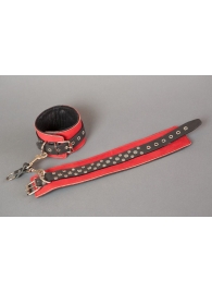 Красные кожаные наручники на мягкой подкладке - Подиум - купить с доставкой в Абакане