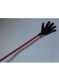 Длинный плетённый стек с наконечником-ладошкой и красной рукоятью - 85 см. - Подиум - купить с доставкой в Абакане