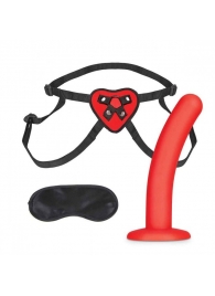 Красный поясной фаллоимитатор Red Heart Strap on Harness   5in Dildo Set - 12,25 см. - Lux Fetish - купить с доставкой в Абакане
