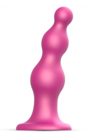 Розовая насадка Strap-On-Me Dildo Plug Beads size S - Strap-on-me - купить с доставкой в Абакане