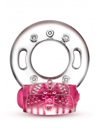 Розовое эрекционное виброкольцо Arouser Vibrating C-Ring - Blush Novelties