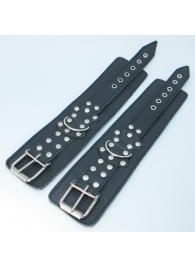 Чёрные наручники  из кожи с пряжкой - БДСМ Арсенал - купить с доставкой в Абакане