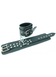 Чёрные наручники  из кожи с пряжкой - БДСМ Арсенал - купить с доставкой в Абакане