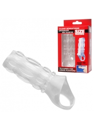 Насадка на пенис с кольцом для мошонки Clear Sensations Enhancer Sex Sleeve - 11,5 см. - XR Brands - в Абакане купить с доставкой