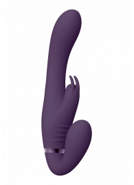 Фиолетовый безремневой вибрострапон Suki со стимулятором клитора - 22 см. - Shots Media BV - купить с доставкой в Абакане