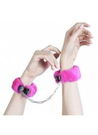 Кожаные наручники со съемной розовой опушкой - Лунный свет - купить с доставкой в Абакане