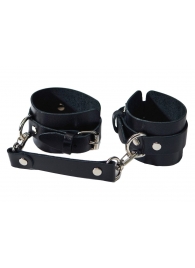 Черные кожаные наручники с соединением на карабинах - Лунный свет - купить с доставкой в Абакане