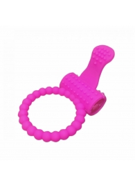 Розовое силиконовое эрекционное кольцо с вибрацией и язычком - 4sexdreaM - в Абакане купить с доставкой