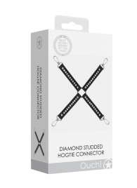 Черный крестообразный фиксатор Diamond Studded Hogtie - Shots Media BV - купить с доставкой в Абакане