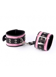 Розово-чёрные наручники с ремешком с двумя карабинами на концах - Sitabella - купить с доставкой в Абакане