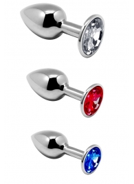 Набор из 3 серебристых анальных втулок со стразами Metal Plug Kit - Adrien Lastic - купить с доставкой в Абакане