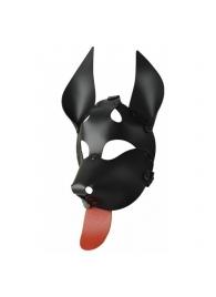 Черная кожаная маска  Дог  с красным языком - Sitabella - купить с доставкой в Абакане