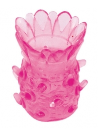 Розовая рельефная насадка на пенис - Toyfa Basic - в Абакане купить с доставкой