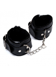 Черные наручники с меховой подкладкой - Сима-Ленд - купить с доставкой в Абакане