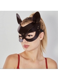 Коричневая кожаная маска  Кошечка - Sitabella - купить с доставкой в Абакане