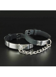 Черные силиконовые наручники с серебристой цепочкой - Sitabella - купить с доставкой в Абакане