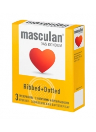 Презервативы с колечками и пупырышками Masculan Ribbed+Dotted - 3 шт. - Masculan - купить с доставкой в Абакане