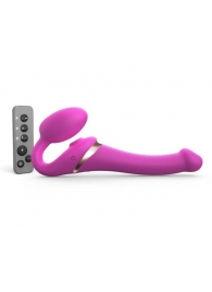 Ярко-розовый безремневой страпон Multi Orgasm Size S с клиторальной стимуляцией - Strap-on-me - купить с доставкой в Абакане