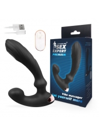 Черный вибромассажер простаты Sex Expert - 14,5 см. - Sex Expert - в Абакане купить с доставкой