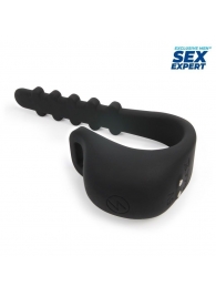 Черное эрекционное кольцо с электростимуляцией Sex Expert - Sex Expert - купить с доставкой в Абакане