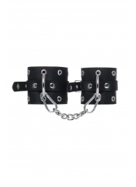 Черные кожаные однослойные наручники с люверсами - Pecado - купить с доставкой в Абакане