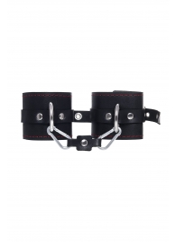 Черные кожаные однослойные наручники с контрастной строчкой - Pecado - купить с доставкой в Абакане