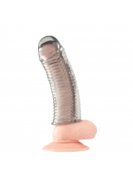 Текстурированная насадка на пенис Clear Textured Penis Enhancing Sleeve Extension - 16,5 см. - BlueLine - в Абакане купить с доставкой