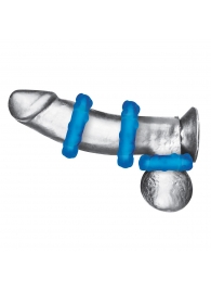 Комплект из трех голубых эрекционных колец 3-Pack Ribbed Rider Cock Ring Set - BlueLine - в Абакане купить с доставкой