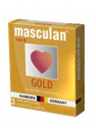 Презервативы Masculan Ultra Gold с золотым напылением и ароматом ванили - 3 шт. - Masculan - купить с доставкой в Абакане