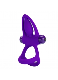 Фиолетовое эрекционное кольцо с 10 режимами вибрации и подхватом мошонки - Baile - в Абакане купить с доставкой