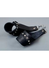 Чёрные кожаные наручники для подвешивания - Подиум - купить с доставкой в Абакане
