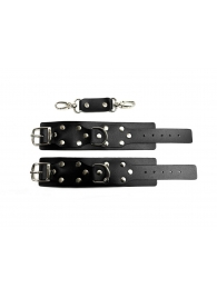 Черные кожаные наручники Sex Game - БДСМ Арсенал - купить с доставкой в Абакане