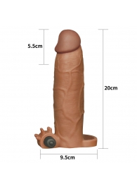 Коричневая насадка на пенис Add 3 Pleasure X Tender Vibrating Penis Sleeve с вибропулей - 20 см. - Lovetoy - в Абакане купить с доставкой
