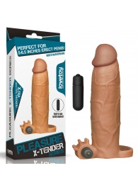 Коричневая насадка на пенис Add 3 Pleasure X Tender Vibrating Penis Sleeve с вибропулей - 20 см. - Lovetoy - в Абакане купить с доставкой