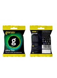 Ультратонкие презервативы Ganzo Ultra thin в мягкой упаковке - 3 шт. - Ganzo - купить с доставкой в Абакане