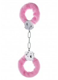 Розовые меховые наручники с ключами - Toy Joy - купить с доставкой в Абакане