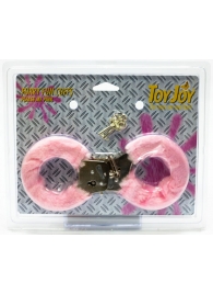 Розовые меховые наручники с ключами - Toy Joy - купить с доставкой в Абакане