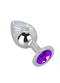 Большой плаг из стали с фиолетовым кристаллом Violet Dream - 9,5 см. - Erotic Fantasy - купить с доставкой в Абакане
