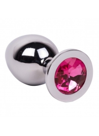 Большой стальной плаг с розовым кристаллом Pink Bubble Gum - 9,5 см. - Erotic Fantasy - купить с доставкой в Абакане