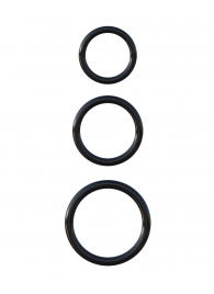 Набор из трех черных эрекционных колец Silicone 3-Ring Stamina Set - Pipedream - в Абакане купить с доставкой