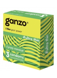 Ультратонкие презервативы Ganzo Ultra thin - 3 шт. - Ganzo - купить с доставкой в Абакане